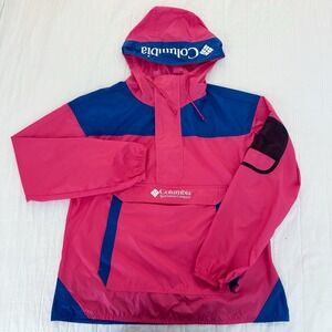 Columbia Challenger Windbreaker Women's XL Pink Color Block Jacket Sport EUC